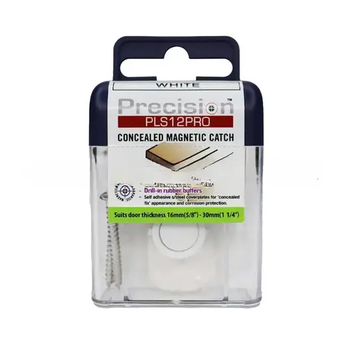 Concealed Magnetic Catch with Adjustable Strength for 16 mm to 30 mm Door White Finish Concealed Magnetic Catch with Adjustable Strength for 16 mm to 30 mm Door White Finish