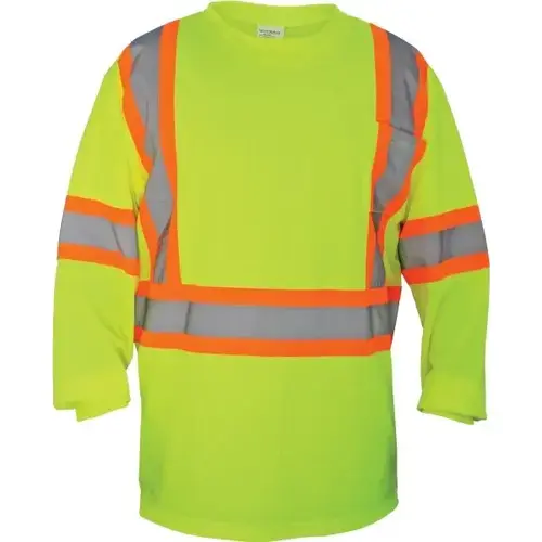 Corp. Ansi Class 2 Long Sleeve T-Shirt, Yellow, Large