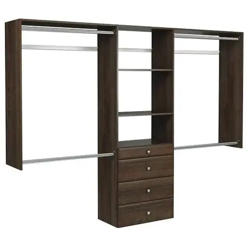4 ft-8 ft W Premium Closet Kit + Drawers Truffle 4 ft-8 ft W Premium Closet Kit + Drawers Truffle