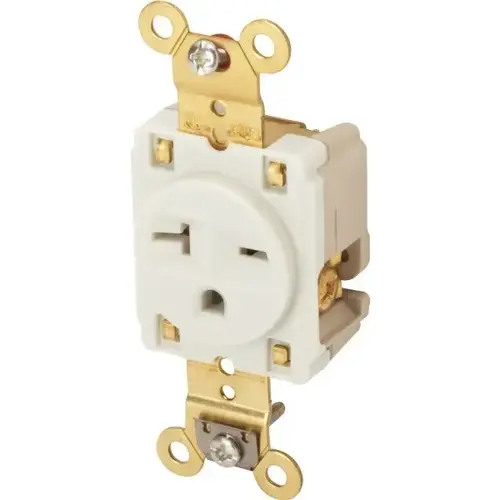 Hubbell Standard Self-Grounding Straight Blade Receptacle, 250 Vac, 20 A, White Hubbell Standard Self-Grounding Straight Blade Receptacle, 250 Vac, 20 A, White