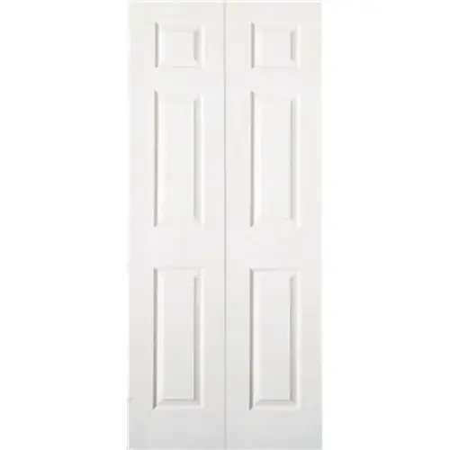 18 In. X 80 In. X 1-3/8 In. Primed White 6-Panel Hollow Core Textured Bifold Interior Door