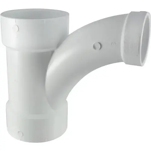 4 In. X 4 In. X 3 In. PVC DWV All Hub Long-Radius Sanitary Tee Fitting 4 In. X 4 In. X 3 In. PVC DWV All Hub Long-Radius Sanitary Tee Fitting
