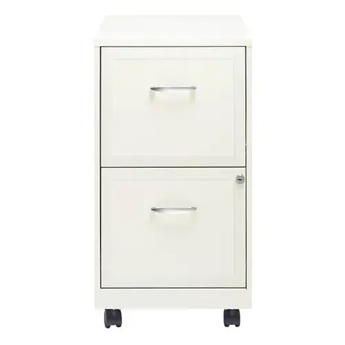 Space Solutions 18" Deep 2 Drawer Mobile Letter Vertical File Cabinet Pearl Wht