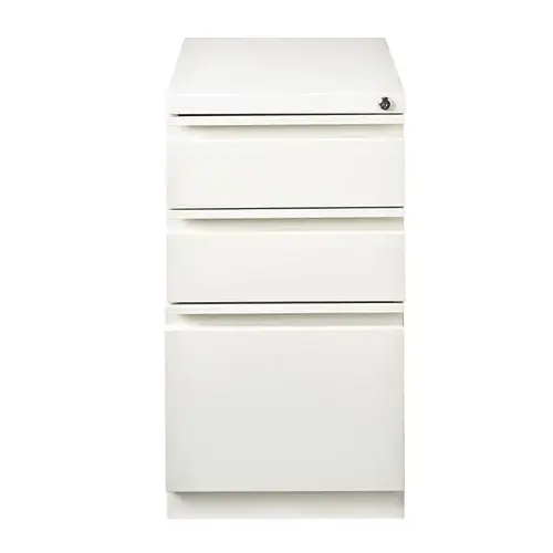 Hirsh 20" White Deep Mobile Pedestal File Cabinet 3 Drawer Box