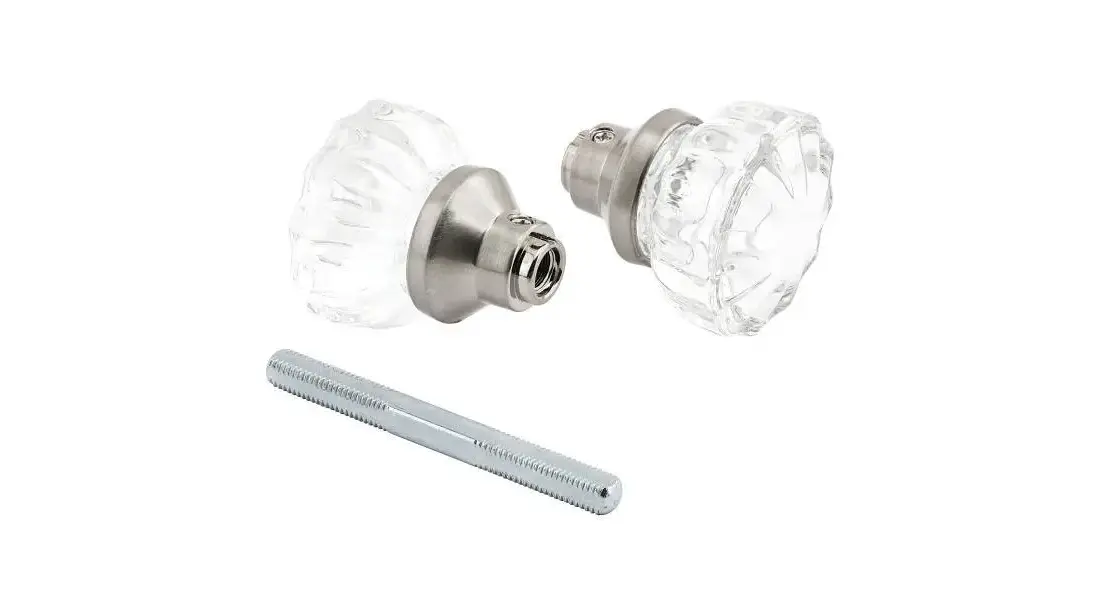 Olde Victorian Style Rim Lock Satin Nickel Cottage Door Knob Set Country Vintage | UK