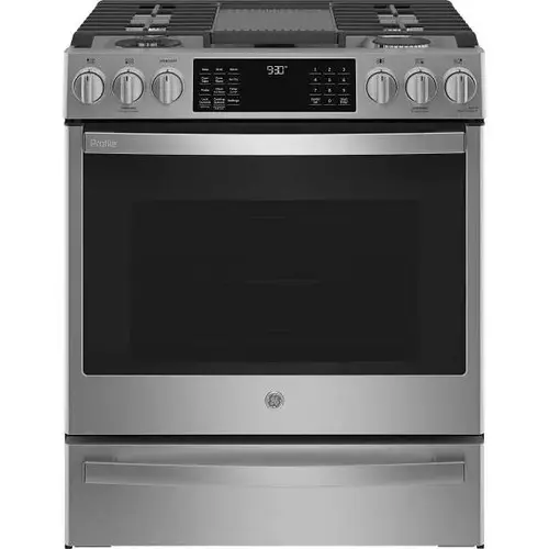 a 30" Smart Slide-In Front-Control Gas With Air Fry Pgs930ypfs