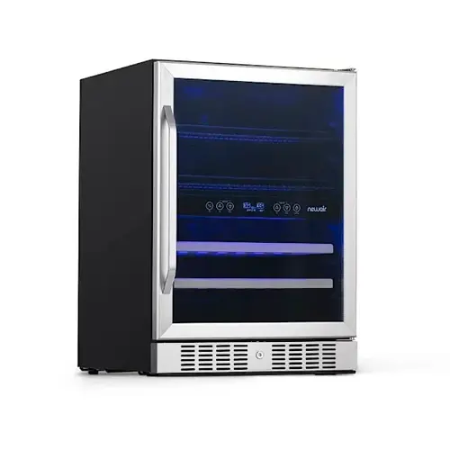 NewAir 24" Built-In Dual Zone 20 Bottle And 70 Can Wine And Beverage Fridge In Ss With Splitshelf And Smooth Rolling Shelves Stainless Steel NewAir 24" Built-In Dual Zone 20 Bottle And 70 Can Wine And Beverage Fridge In Ss With Splitshelf And Smooth Rolling Shelves Stainless Steel