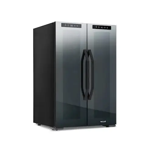 NewAir Shadow Series Wine Cooler Refrigerator 12 Bottle & 39 Can Dual Temp Zones, Freestanding Mirrored Wine Beverage Fridge Black