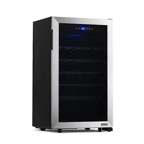 NewAir Freestanding 33 Bottle Compressor Wine Fridge In Stainless Steel, Adjustable Racks And Exterior Digital Thermostat NewAir Freestanding 33 Bottle Compressor Wine Fridge In Stainless Steel, Adjustable Racks And Exterior Digital Thermostat