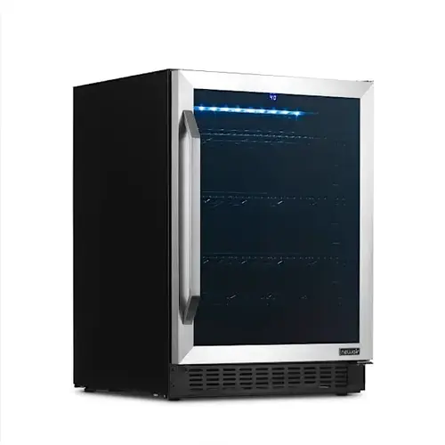 NewAir Flipshelf 24" 179 Can Or 49 Bottle, Built-In Or Freestanding Wine And Beverage Fridge With Reversible Shelves Black