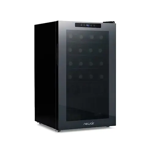 NewAir Shadow Series Wine Cooler Refrigerator 24 Bottle, Freestanding Mirrored Wine Fridge With Tempered Glass Door Black