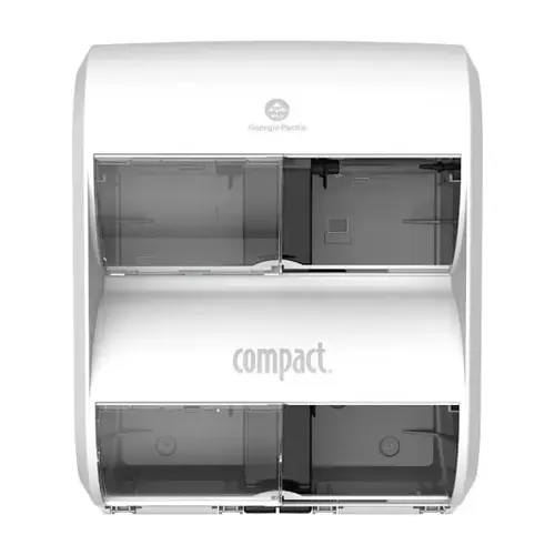 COMPACT Quad 4-Roll Coreless High-Capacity Toilet Paper Dispenser White