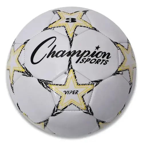 Champion Sports Viper Soccer Ball, No. 3 Size, 7.25" To 7.5" Diameter, White