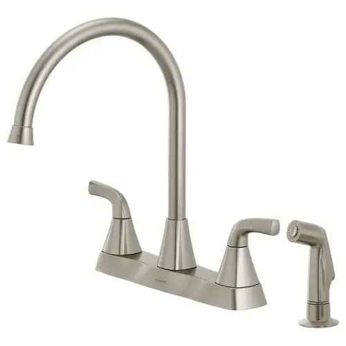 Two Handle Kitchen Faucet Fits 4-Hole Stainless Steel Two Handle Kitchen Faucet Fits 4-Hole Stainless Steel