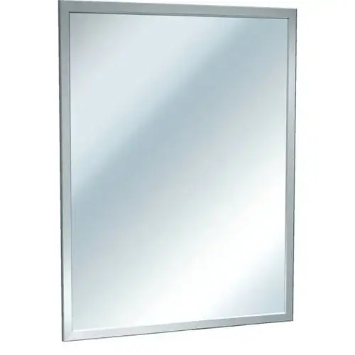 24 in. W x 36 in. H Rectangular Framed Inter-Lok Angle Plate Glass Wall Mount Bathroom Vanity Mirror in Stainless Steel