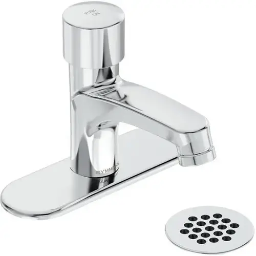 Scot Single Hole Single-Handle Metering Bathroom Faucet with Grid Drain and Optional 4 in. Deck Plate in Chrome Scot Single Hole Single-Handle Metering Bathroom Faucet with Grid Drain and Optional 4 in. Deck Plate in Chrome