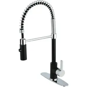 Kingston Brass, Inc HHLS8777CTL Contemporary Single-Handle Pull-Down Sprayer Kitchen Faucet in Matte Black and Chrome