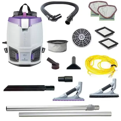GoFit 3,3 qt. with ProBlade Hard Surface & Carpet Tool Kit 120 Volt Commercial Backpack Gray