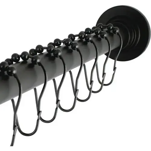 Classic 60 in. to 72 in. Fixed Shower Rod with Hooks in Oil Rubbed Bronze Classic 60 in. to 72 in. Fixed Shower Rod with Hooks in Oil Rubbed Bronze