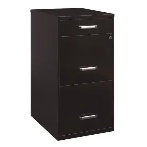 Space Solutions 3 Drawer Letter Width Vertical File Cabinet-Pencil Drawer Black