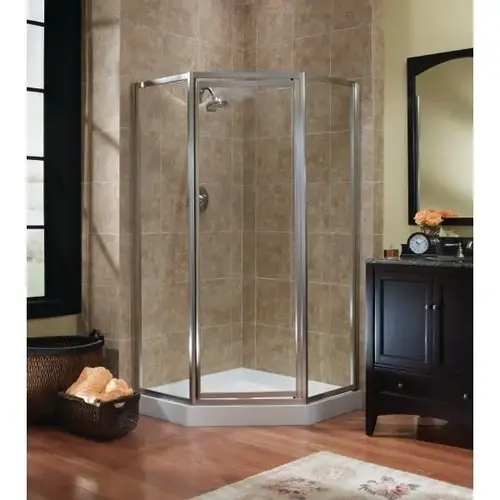 Tides Framed Neo Angle Door Silver Finish Clear Glass Tides Framed Neo Angle Door Silver Finish Clear Glass