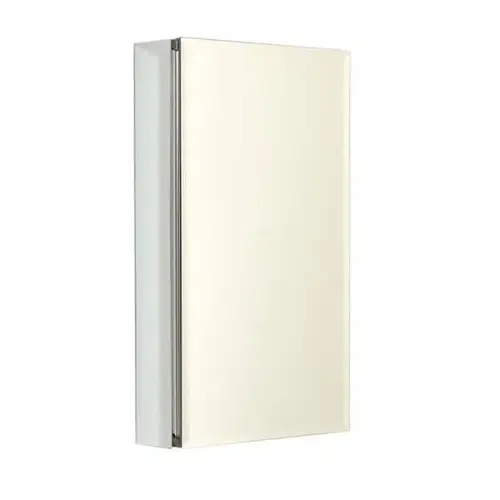 Zenna Home Aluminum Medicine Cabinet With Beveled Mirror, Frameless, 15" X 26" White