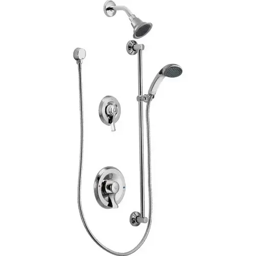 Commercial Chrome Posi-Temp Shower System, 2.5 Gpm Showerhead W/ Hand Shower Commercial Chrome Posi-Temp Shower System, 2.5 Gpm Showerhead W/ Hand Shower