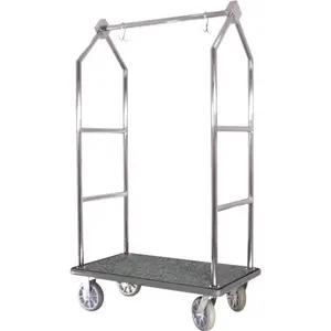 Executive Series RBCF105-SS Contemporary Stainless Steel Bellman'S Cart