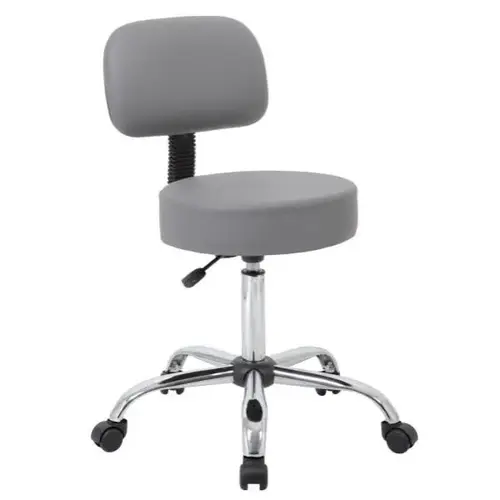 Caressoft Medical Stool With Backrest, Grey Chrome
