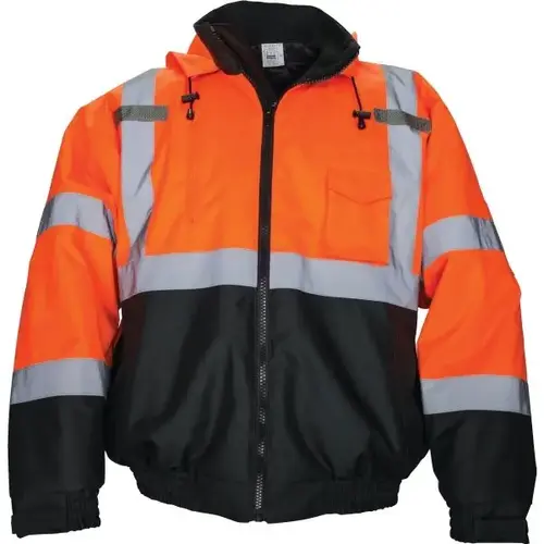 Corp. Ansi Class 3 Hooded Bomber Jacket - Orange - X-Large