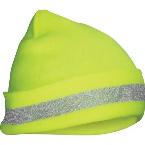 Corp Knit Beanie, Yellow With Reflective Trim