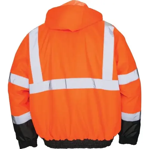 Corp. Ansi Class 3 Hooded Bomber Jacket - Orange - Large