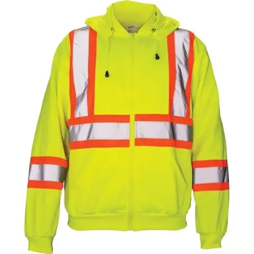 Corp. Ansi Class 2 Hooded Sweatshirt, Yellow, Large