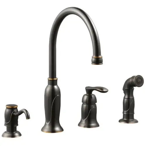 Madison Kitchen Faucet, Spray And Soap Dispenser, Oil Rubbed Bronze Madison Kitchen Faucet, Spray And Soap Dispenser, Oil Rubbed Bronze