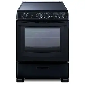Summit Appliance REX2431BRT 24 In. 2.9 Cu. Ft. Smooth Electric Freestanding Range, Manual Clean, Black, ADA