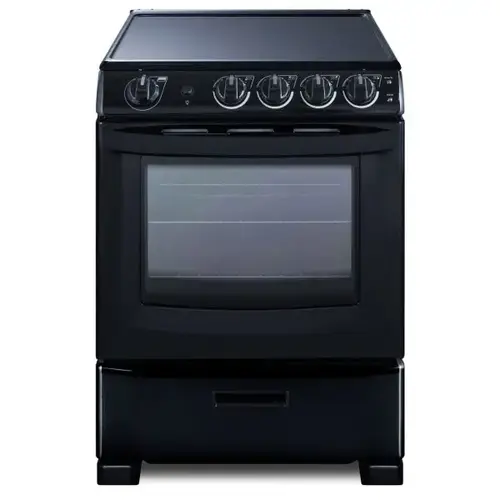 24 In. 2.9 Cu. Ft. Smooth Electric Freestanding Range, Manual Clean, Black, ADA
