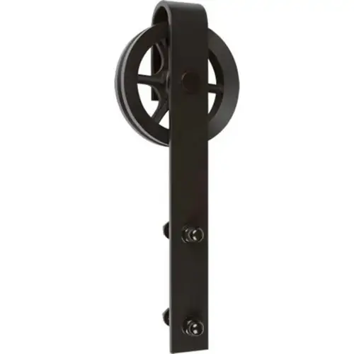 Delaney 5000 Series - Wagon Wheel Sliding Barn Door Hardware Kit, US19 Black Finish Delaney 5000 Series - Wagon Wheel Sliding Barn Door Hardware Kit, US19 Black Finish