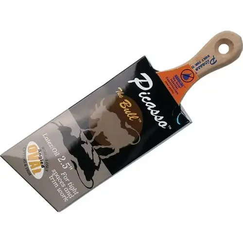 Pic5-2.5 2.5" Picasso Angled Oval Brush W/ Short Handle