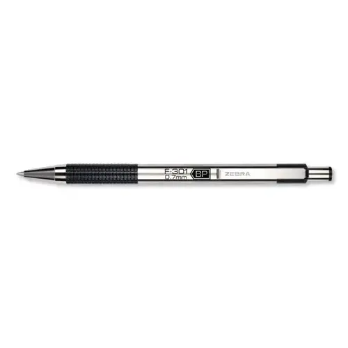 F-301 Retractable Fine 0.7 Mm Black Ink Stainless Steel/Black Barrel