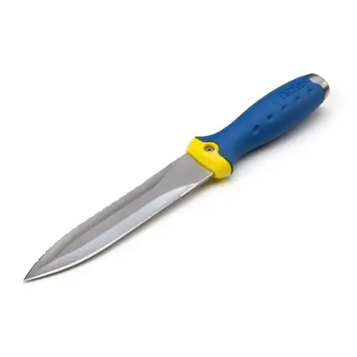 5.5-In Fixed Double-Edged Multi-Purpose Knife W/Sheath Blue Yellow 5.5-In Fixed Double-Edged Multi-Purpose Knife W/Sheath Blue Yellow