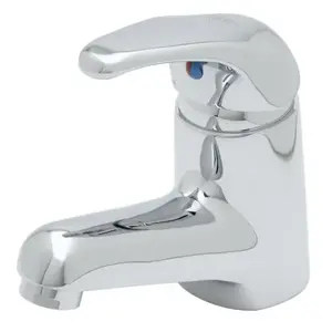 T & S B-2701 Single Lever Faucet, Ceramic Cartridge, Rigid Base, Short Spout, Flexible Lines Chrome