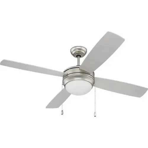 52 In. 4-Blade LED Ceiling Fan With Light (Silver/Maple)