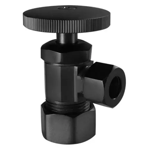 5/8 " Od X 3/8 " Od Compression Outlet Angle Stop Matte Black 5/8 " Od X 3/8 " Od Compression Outlet Angle Stop Matte Black