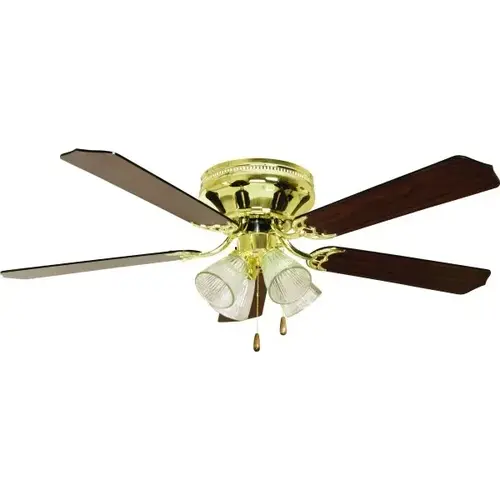 Litex 52 In. 5-Blade LED Ceiling Fan W/ Light (Brown) Polished Brass