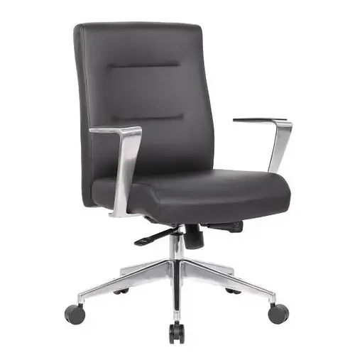 Boss Executive Desk Chair In Black Antimicrobial Vinyl Gas-Lift Seat Adjustment