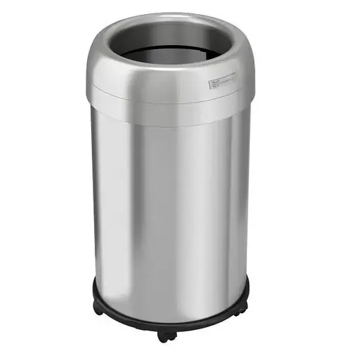 13g Round Stainless Steel Open Top Trash Can With Wheels 13g Round Stainless Steel Open Top Trash Can With Wheels