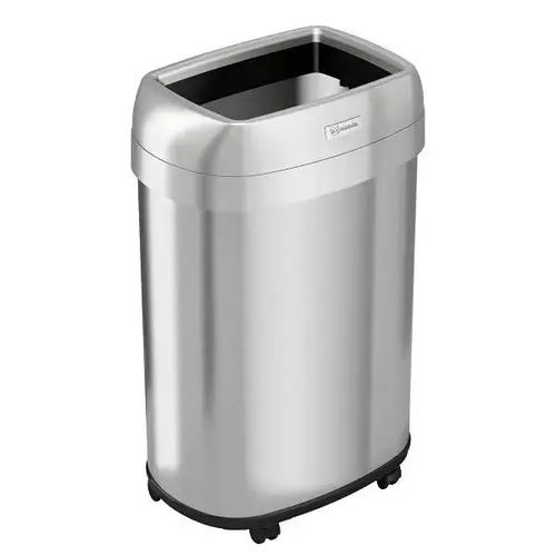13g Elliptical Stainless Steel Open Top Trash Can With Wheels