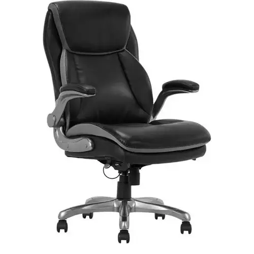 Smart Layers Brinkley Ergonomic Bonded Leather High-Back Black/Silver