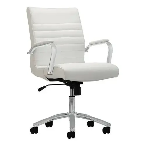 Modern Bonded Leather Mid-Back Chair White/Silver Bifma Compliant