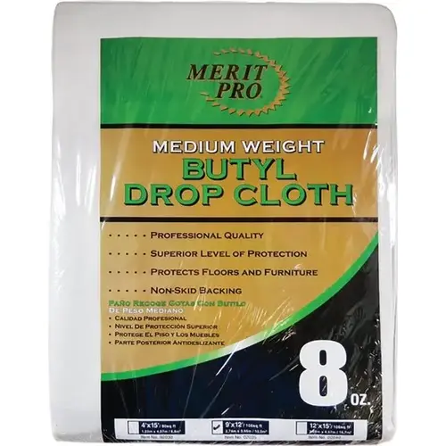 02035 9 ft X 12 ft 8 Oz. Medium Weight Butyl Drop Cloth